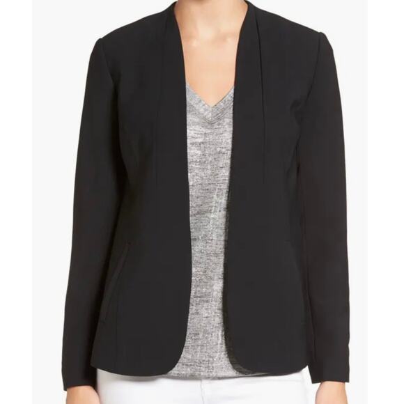 Trouve Nordstrom Black Pleated Flowy Chiffon Ethereal Back Open Jacket Blazer XS - Picture 4 of 10